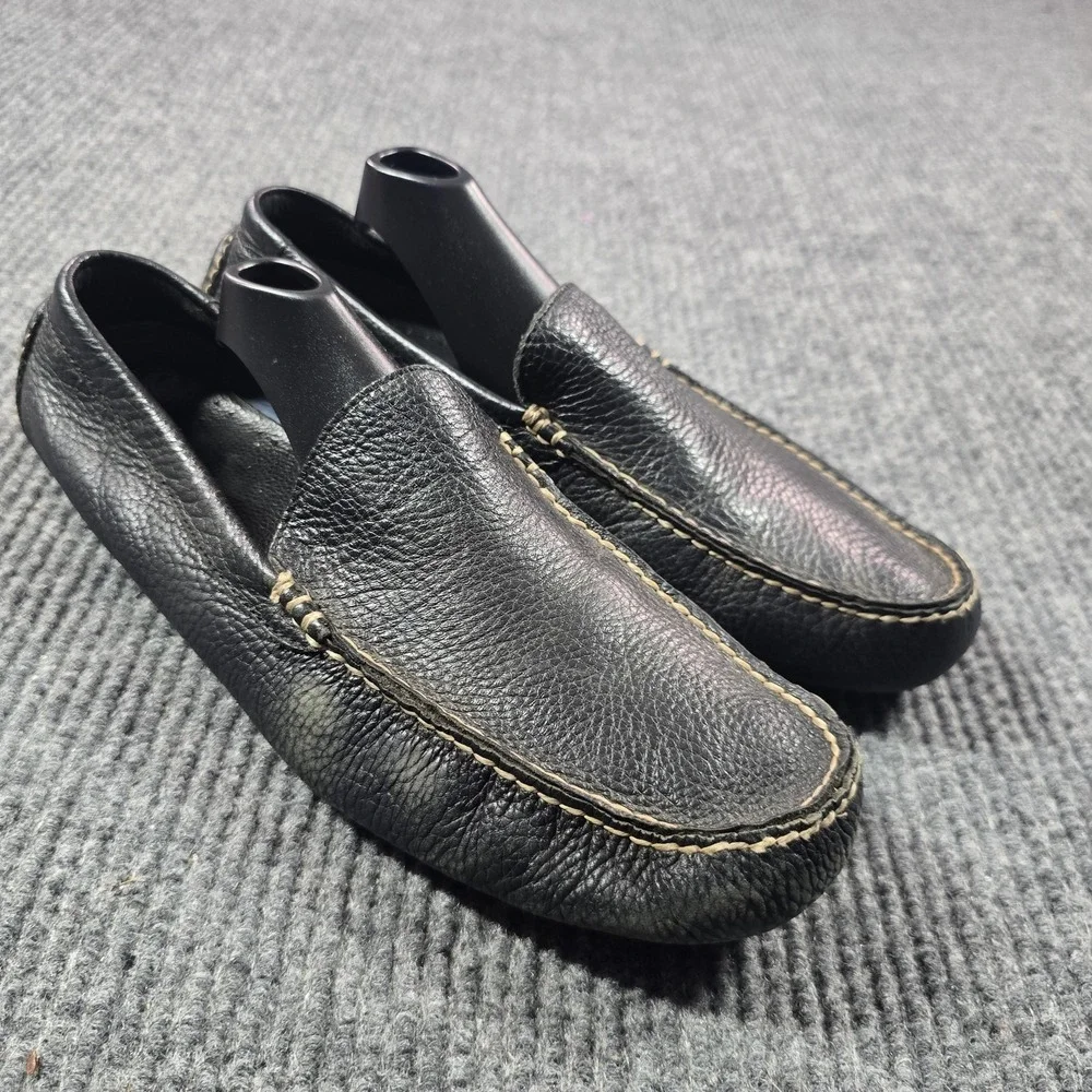 Polo Ralph Lauren Terence Shoes Mens Size 9.5 D Black Leather Slip‎ On Derby